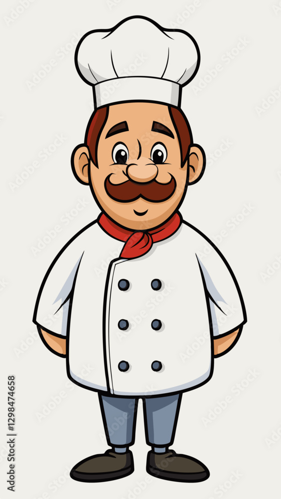 Pastry Chef smiling in chef attire against a light background Pastry Chef smiling in chef attire against a light background