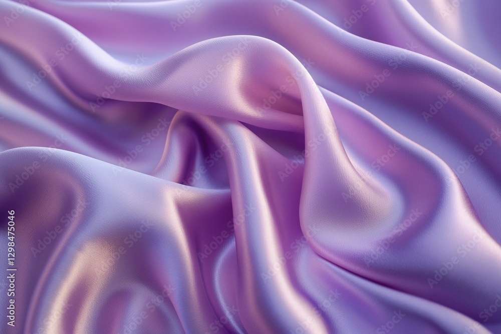 Obraz premium Close-up of flowing lavender silk fabric, showcasing its smooth texture and beautiful sheen.