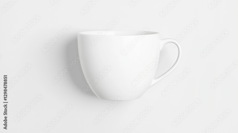 Fototapeta premium White mug on white background, studio shot, mockup