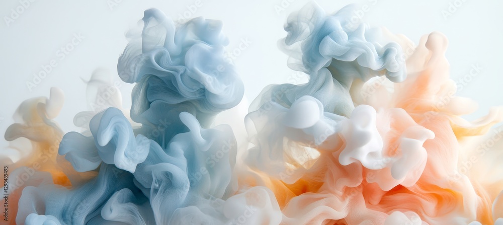 Fototapeta premium Pastel Colored, Abstract, Elegant Shapes With Curves of Blue, Orange, Soft Focus For Background