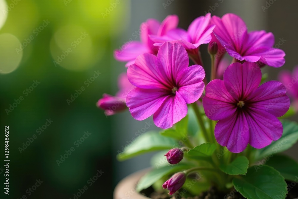 Purple geranium Rozanne flowers blooming in a garden container, plants, Purple geranium Rozanne flowers blooming in a garden container, plants,