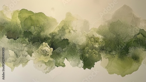 Wallpaper Mural Abstract green and beige watercolor landscape wall art Torontodigital.ca