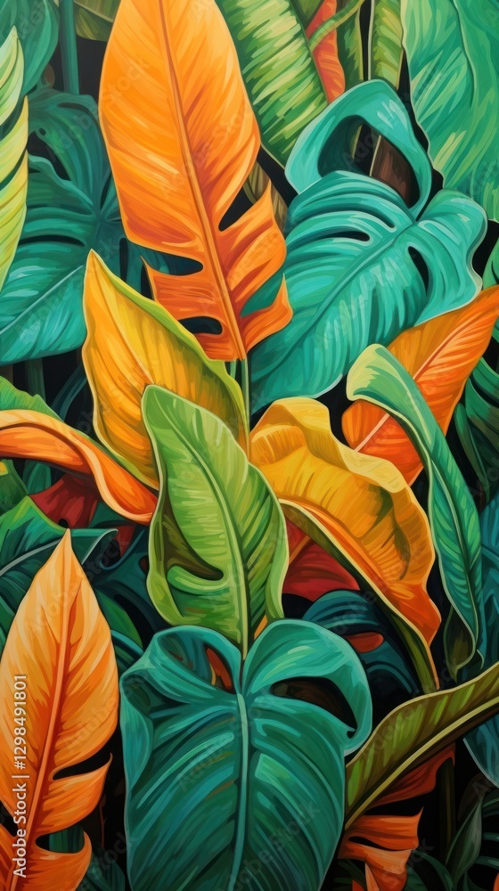 custom made wallpaper toronto digitalTropical leaves backgrounds painting tropics.