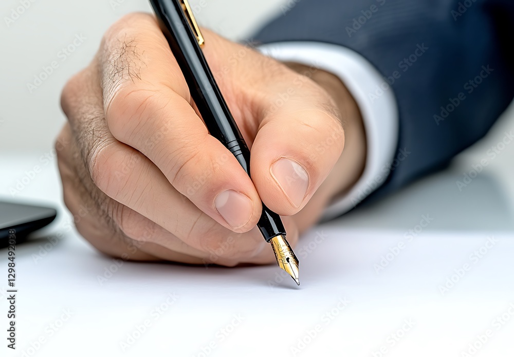 Close up Hand Writing with Fountain Pen Close up Hand Writing with Fountain Pen