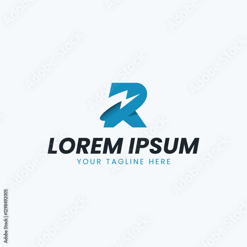Free Download Modern Teal R Logo with Lightning Bolt Design - GFXLoad