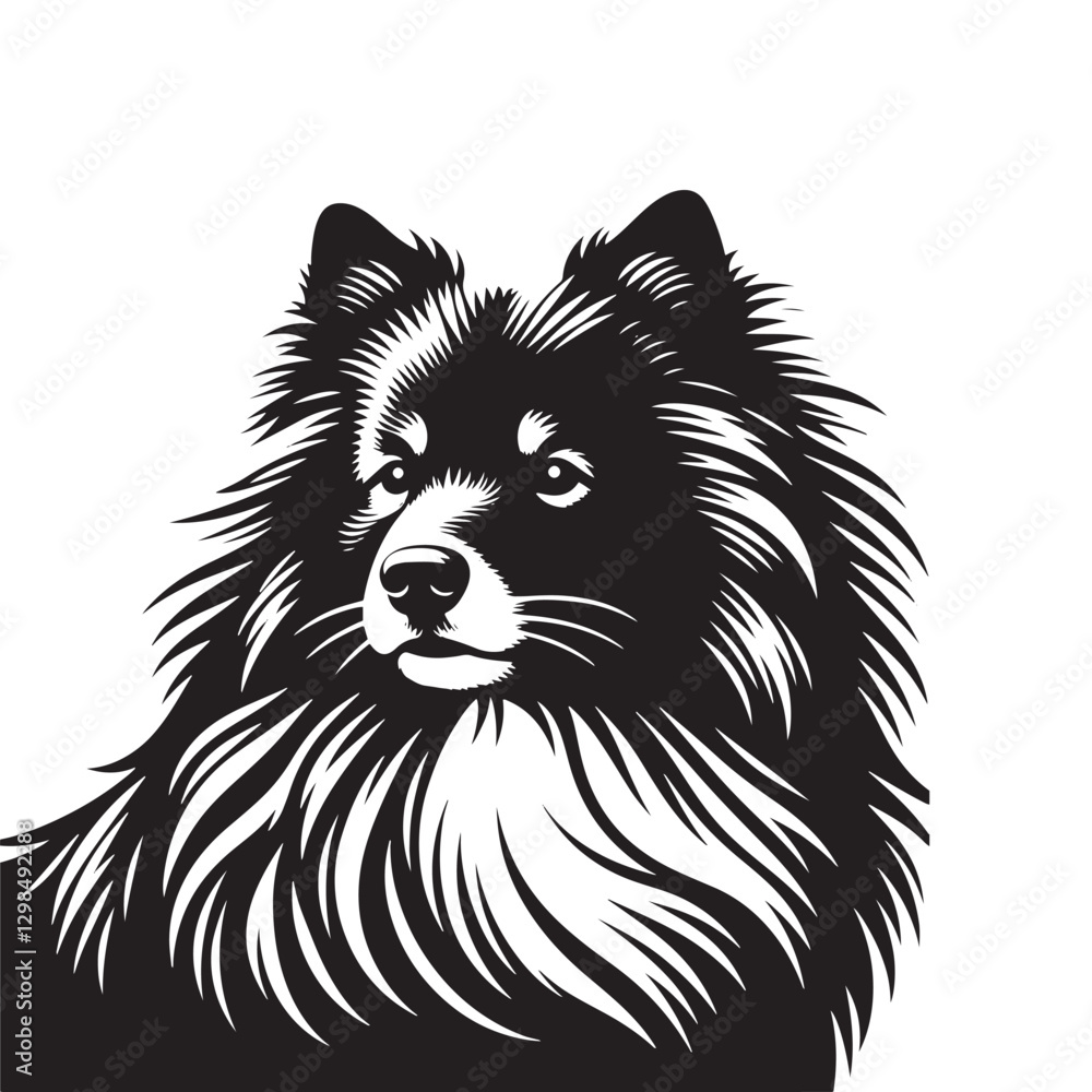 Obraz premium Finnish Lapphund Dog Silhouette - Finnish Lapphund Dog Vector - Minimalist Dog Illustration.