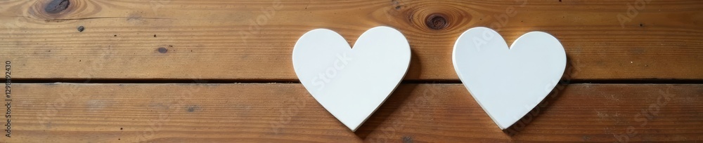 White Heart Shape on Wooden Surface Simple and Elegant, natural, elegant White Heart Shape on Wooden Surface Simple and Elegant, natural, elegant