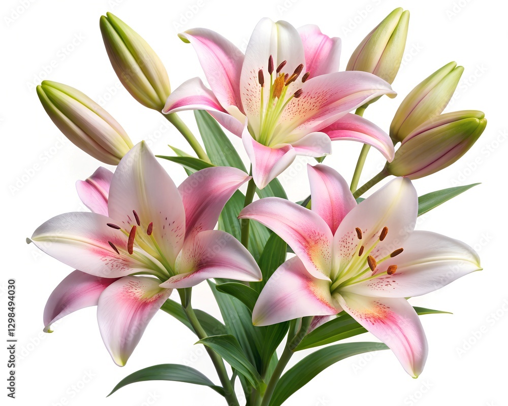 White lily flower isolated on a white background.
