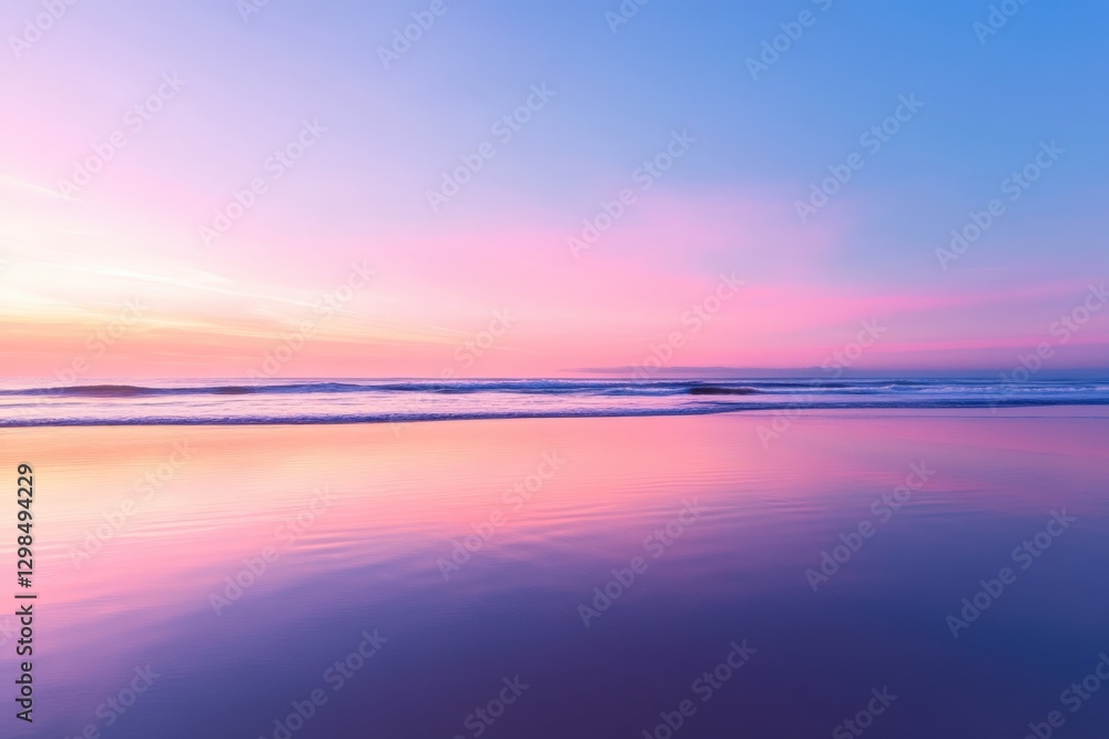 Fototapeta premium Sunset beach with pastel colors and reflections