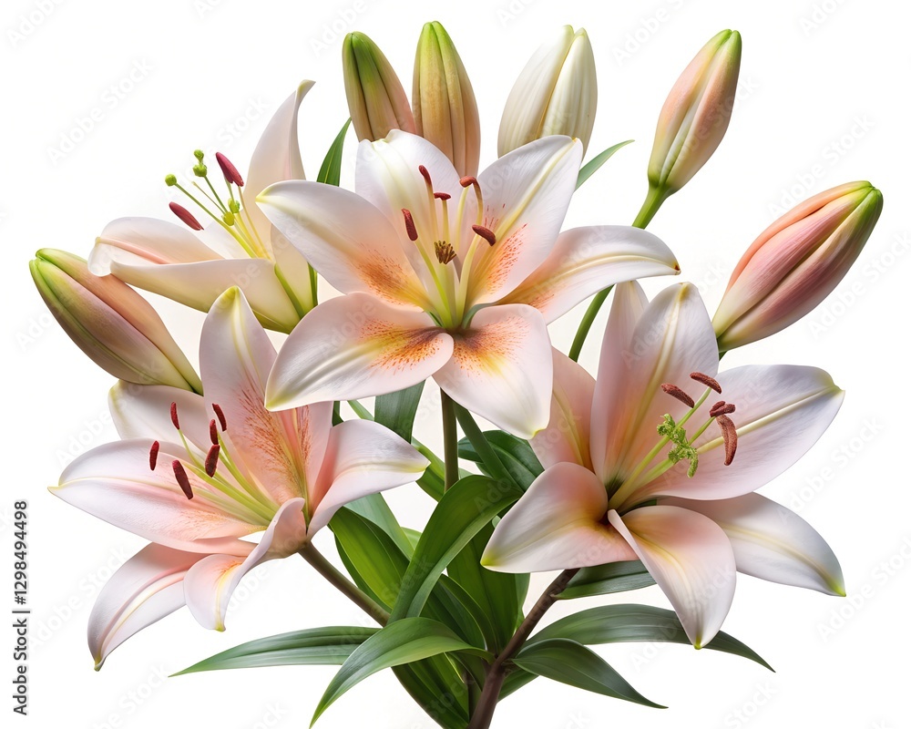 Naklejka premium White lily flower isolated on a white background. 