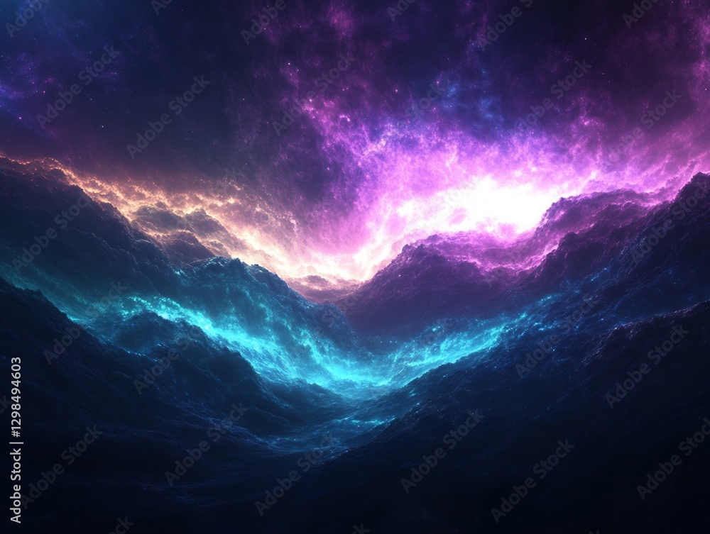 Fototapeta premium misty fractals glowing cyber space layered --ar 4:3