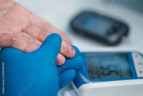 Tableau sur toile prick finger for blood sugar level healthcare checkup