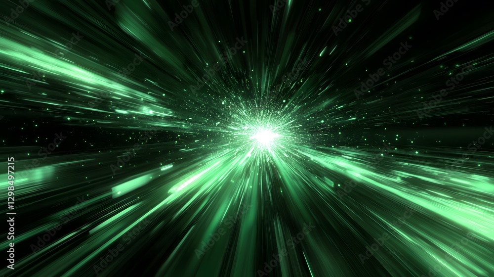 Green Light Particles Streaming Towards a Bright White Star Green Light Particles Streaming Towards a Bright White Star