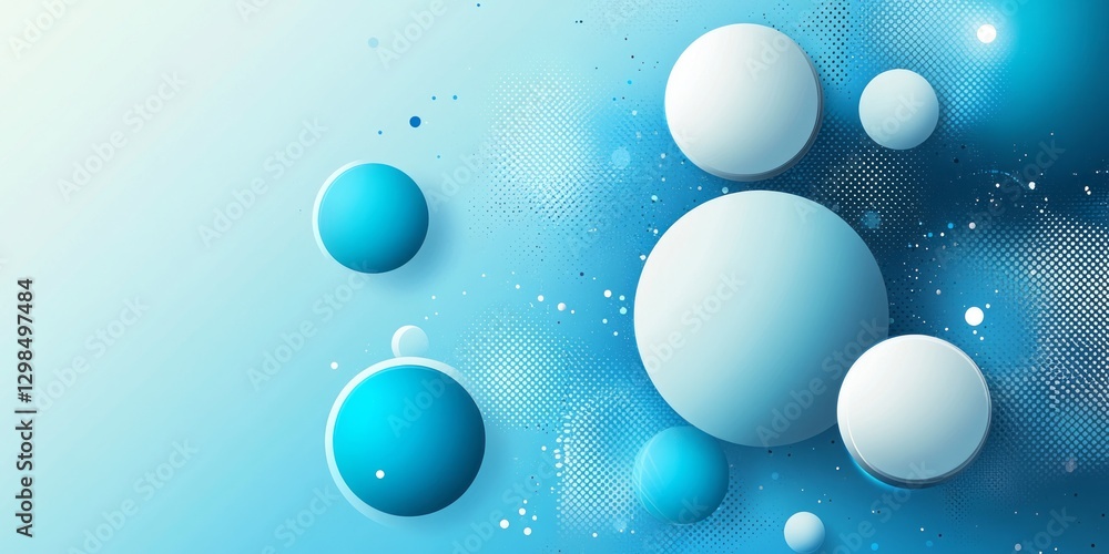Floating spheres in shades of blue create an abstract design Floating spheres in shades of blue create an abstract design