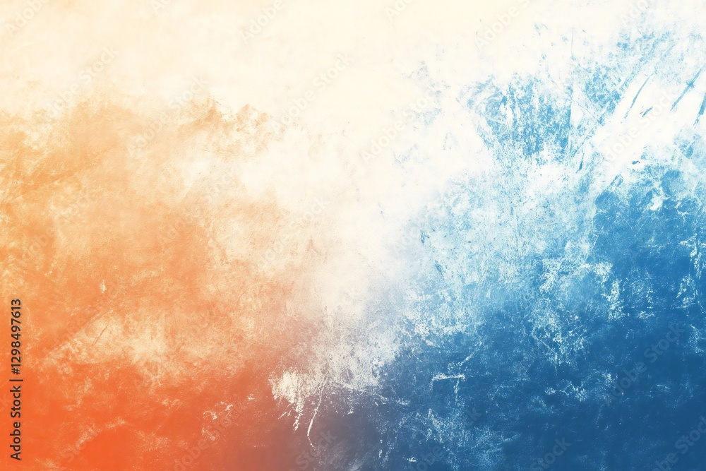 Obraz premium Orange blue white grainy gradient background, abstract noise texture pastel light banner, poster header backdrop design