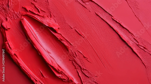 Vibrant red ink blot background with dry brush texture for creative design