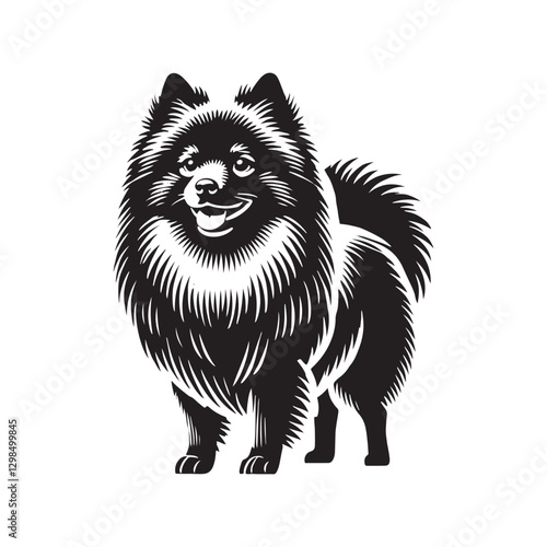 Finnish Spitz Silhouette - Finnish Spitz Vector - Minimalist Finnish Spitz Dog Illustration.