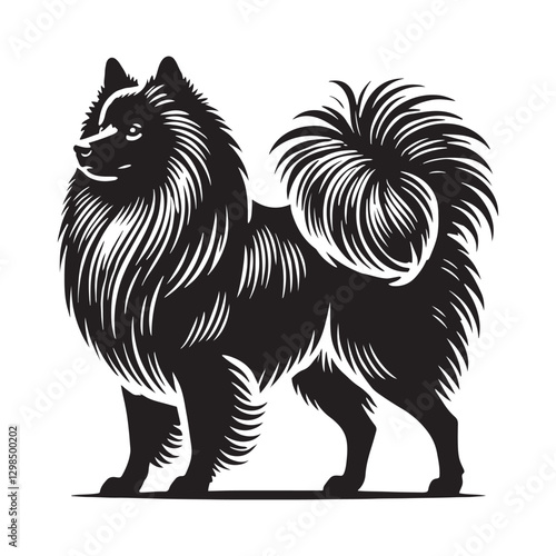 Finnish Spitz Silhouette - Finnish Spitz Vector - Minimalist Finnish Spitz Dog Illustration.