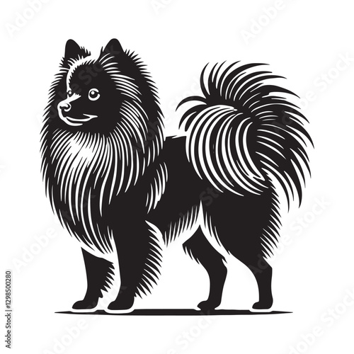 Finnish Spitz Silhouette - Finnish Spitz Vector - Minimalist Finnish Spitz Dog Illustration.