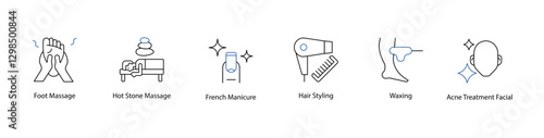 Luxury Spa and Beauty Icons, Massage, Nails, and Hair Styling