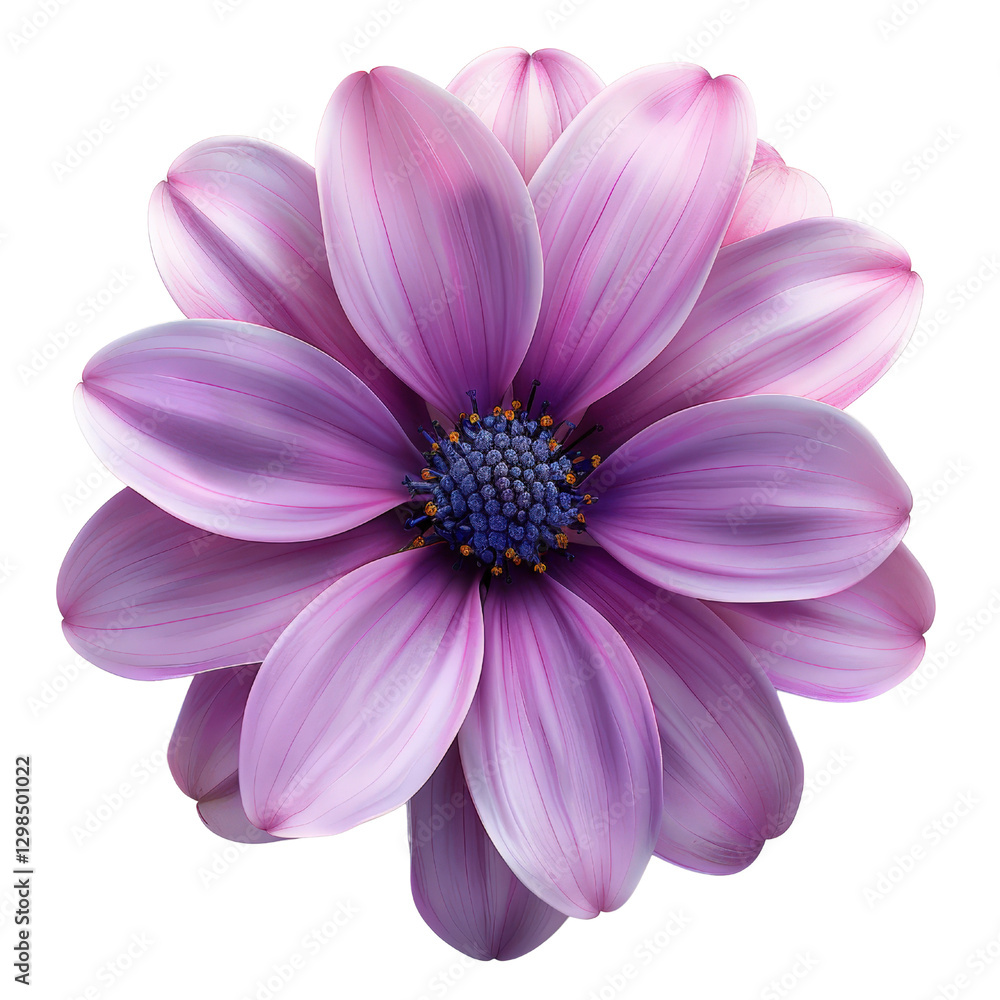 Elegant Purple Flower with Delicate Petals and Bright Center on Isolated Background for Nature Themes and Designs Elegant Purple Flower with Delicate Petals and Bright Center on Isolated Background for Nature Themes and Designs