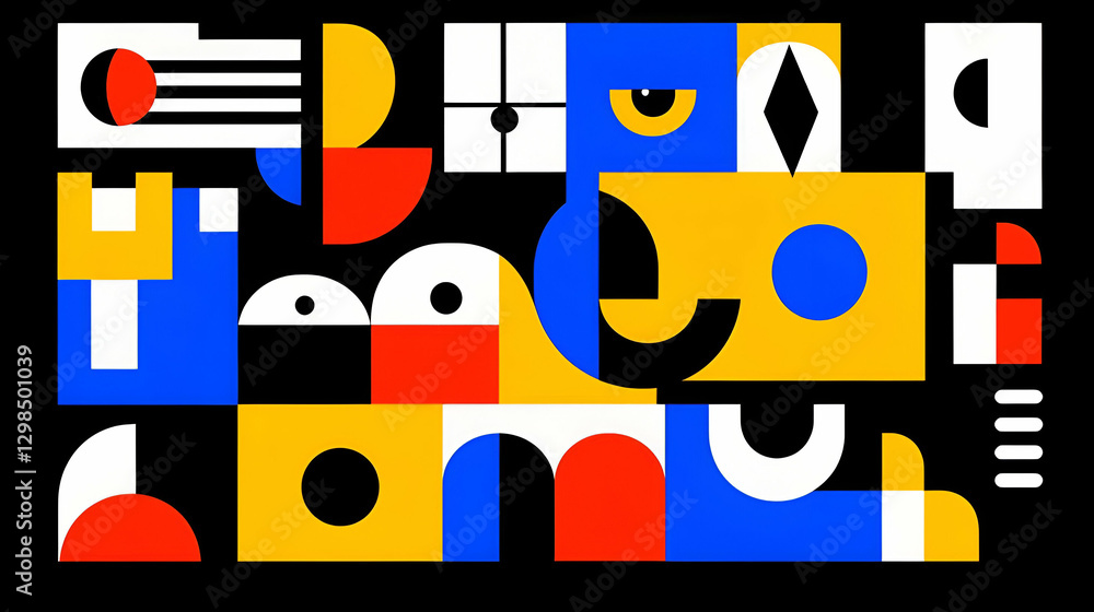 Abstract Geometric Shapes in Vibrant Colors on Dark Background Abstract Geometric Shapes in Vibrant Colors on Dark Background