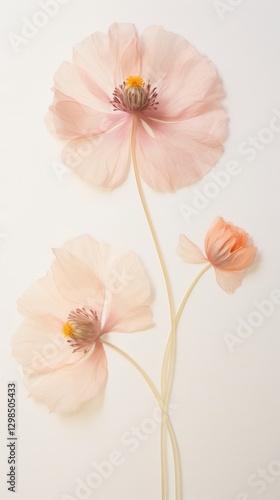 Real pressed poppy flower petal plant.