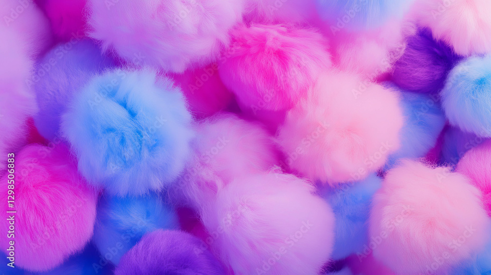 Fototapeta premium Colorful soft pom poms texture for creative background design