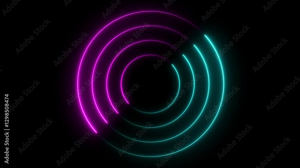 Digital Hud radar screen icon animation with neon circle. location searching 4k animation. Neon radio waves signal icon. Abstract neon circle radio waves looping background. Digital Hud radar screen icon animation with neon circle. location searching 4k animation. Neon radio waves signal icon. Abstract neon circle radio waves looping background.