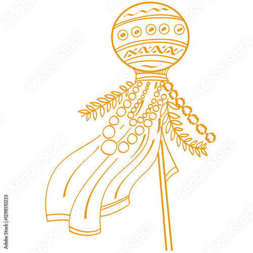 Happy Gudi padawa - Gudi Padwa art -A gudhi is a flag that is raised during the spring festival of Gudi Padwa. It is festival marks the new year for marathi and konkani hindu.