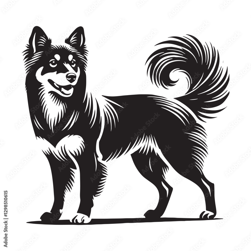 Fototapeta premium Formosan Mountain Dog Vector - Minimalist Formosan Mountain Dog Silhouette - Formosan Mountain Dog Illustration.