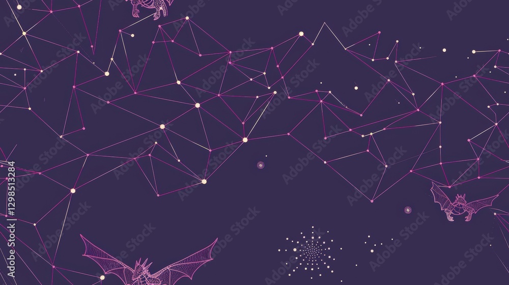Fototapeta premium Flying Dragons Soar Through a Dark Blue Technological Background Representing Artificial Intelligence and Big Data
