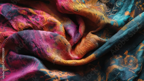 Vibrant slouchy hobo style fabric showcasing intricate patterns and textures perfect for creative fashion design photo