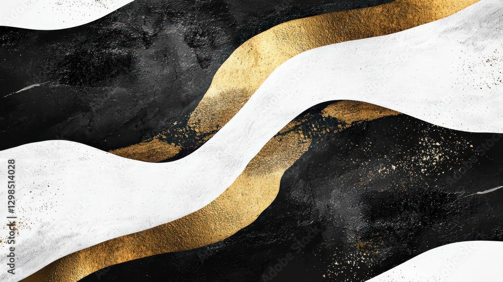 Elegant black and white abstract design with golden highlights for luxury decor and art projects Elegant black and white abstract design with golden highlights for luxury decor and art projects