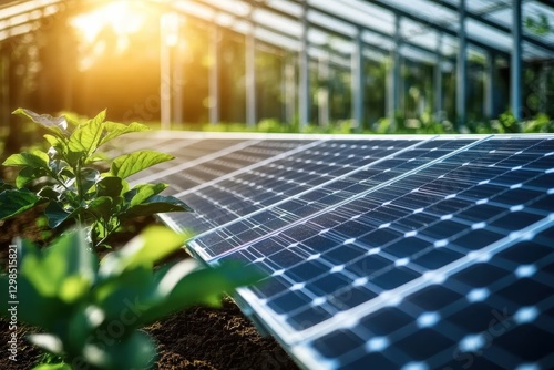 Harnessing solar energy in greenhouses innovative technology for sustainable agriculture bright environment close-up view