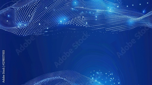 Flowing Dots Particles Create a Dynamic Wave Pattern in a Gradient Curve on a Clean Background for Modern Technology and Science Concepts