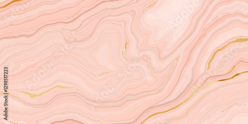 Abstract Agate Marble Background with Pastel Waves and Gold Accents