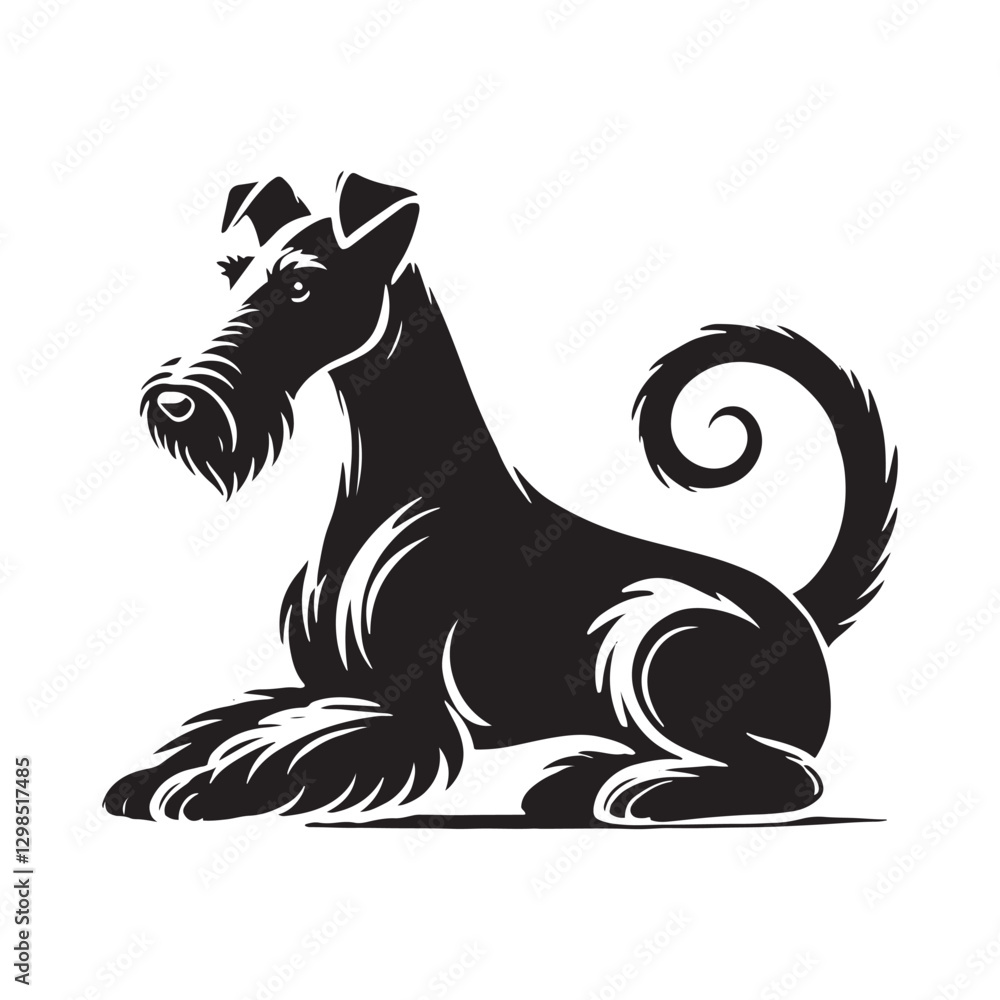 Obraz premium Minimalist Fox Terrier Dog Silhouette - Fox Terrier Dog Vector - Fox Terrier Dog Illustration.