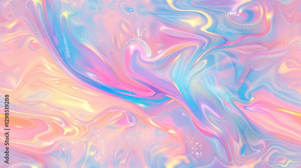 Obraz premium Holographic Checkered Psychedelic Pattern With Pastel Colors Creating a Groovy Abstract Wallpaper Effect