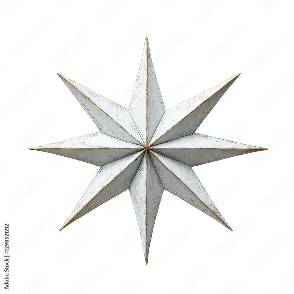 Celestial Ornament: An eight-pointed star-shaped decoration with a metallic effect, perfect for adding a touch of celestial elegance to your design. Celestial Ornament: An eight-pointed star-shaped decoration with a metallic effect, perfect for adding a touch of celestial elegance to your design.