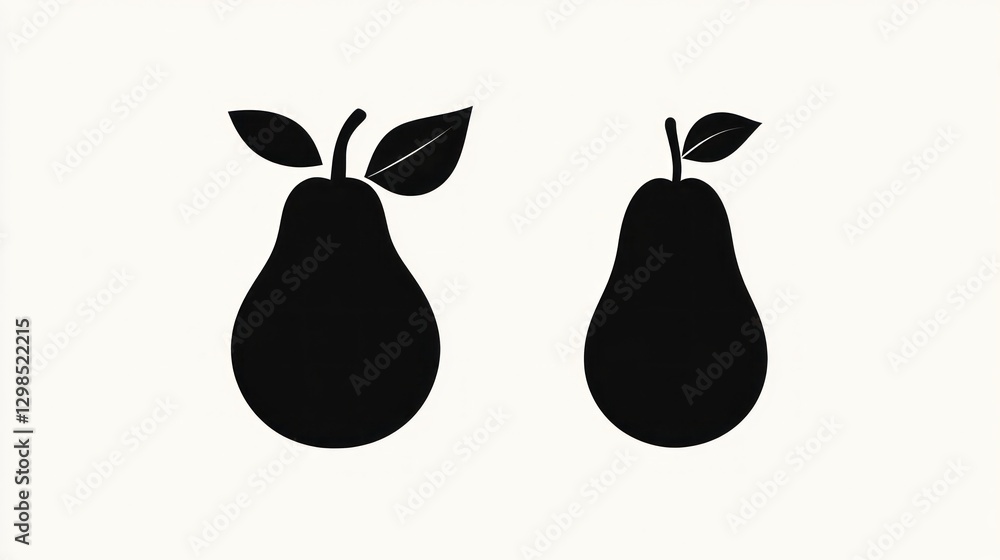 Two Pears Silhouettes, Simple Design Two Pears Silhouettes, Simple Design