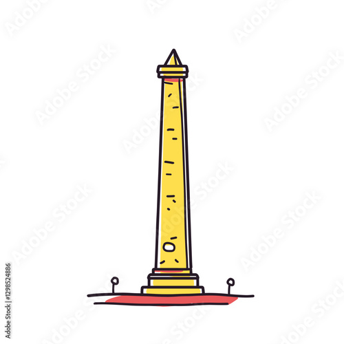 Washington Monument illustration in an doodle inca cartoon style. Simple minimalist drawing of Washington Monument