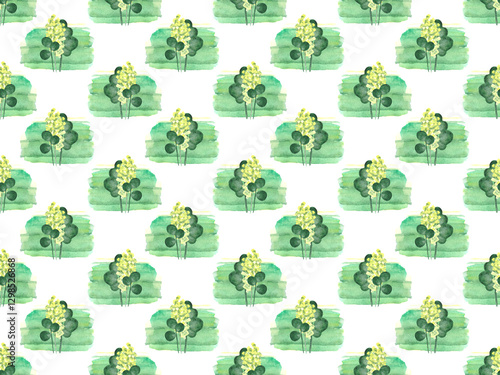 Obraz na płótnie Seamless pattern of watercolor green plants. Botanical watercolor background. w salonie