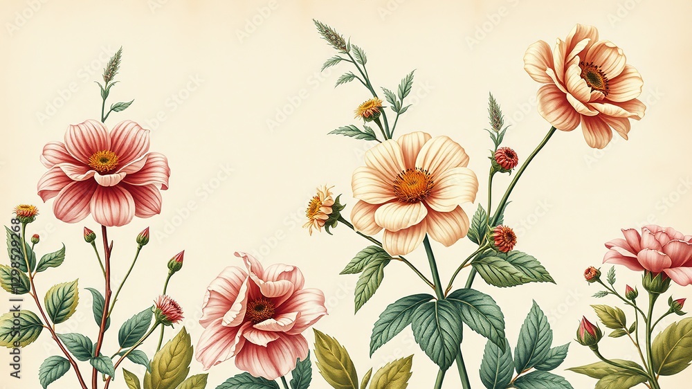 Fototapeta premium Elegant Floral Prints on Sustainable Canvas