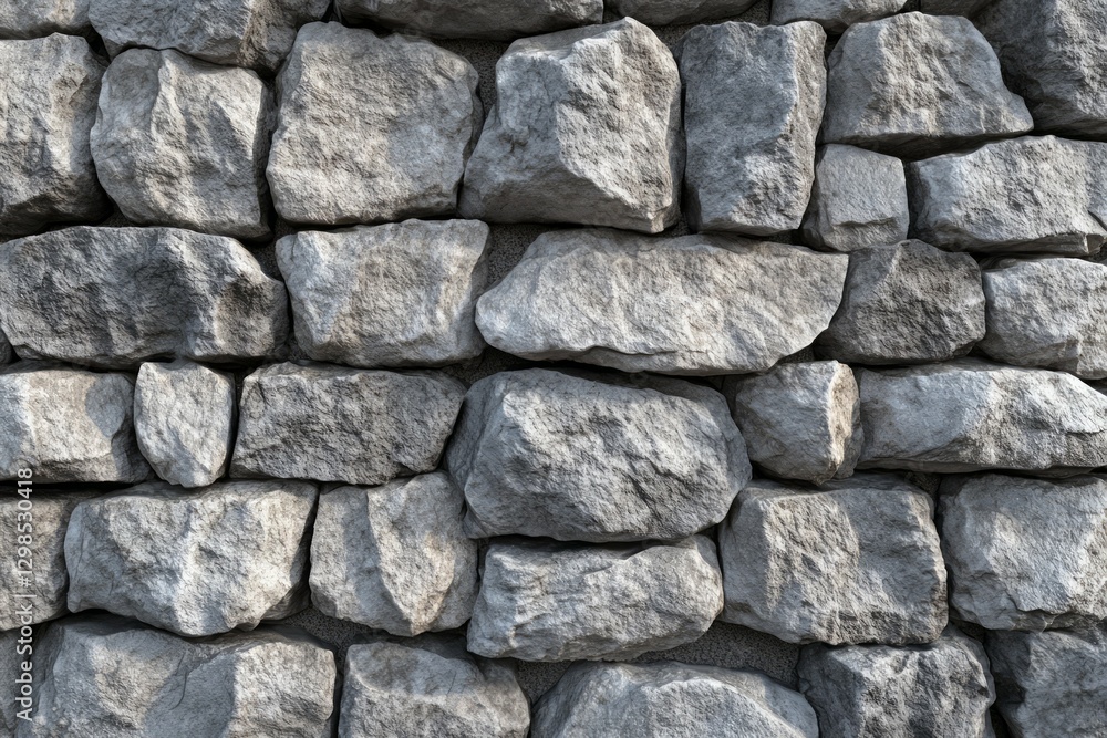 Stacked gray stone wall textured surface. AI image