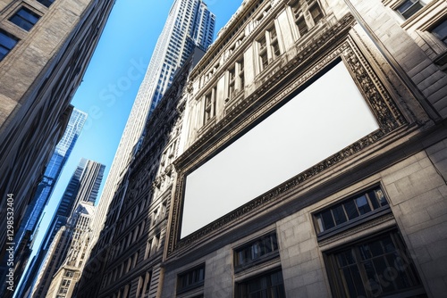blank billboard on the side of an old building, with a white background and no text or graphics.