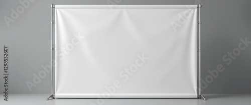 blank white roll-up banner stand mockup for exhibition and advertising display