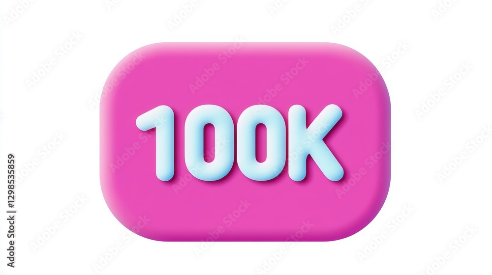 100K Followers or Subscribers Notification, Social Media Achievement Celebration on Pink Background. 100K Followers or Subscribers Notification, Social Media Achievement Celebration on Pink Background.