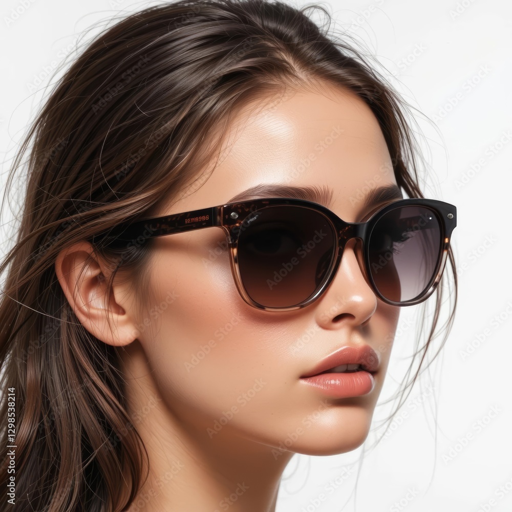 Woman with brown hair wearing sunglasses Woman with brown hair wearing sunglasses