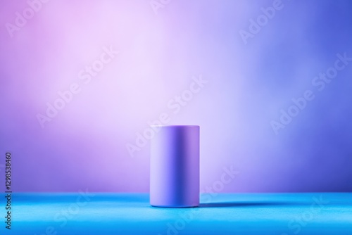 Wallpaper Mural Product Display Mockup with Cylinder on Blue Surface Torontodigital.ca